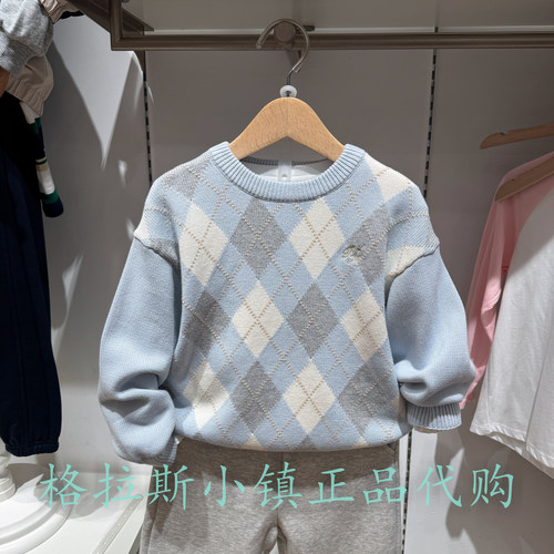 Polowalk童装冬女童学院圆领毛衣