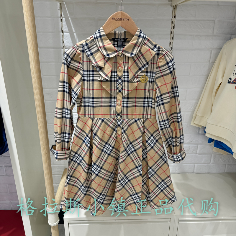衣恋童装正品冬款女童格纹连衣裙
