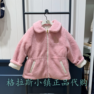 特惠hazzys哈吉斯童装国内代购冬款女童两面穿棉服外套HTW71J