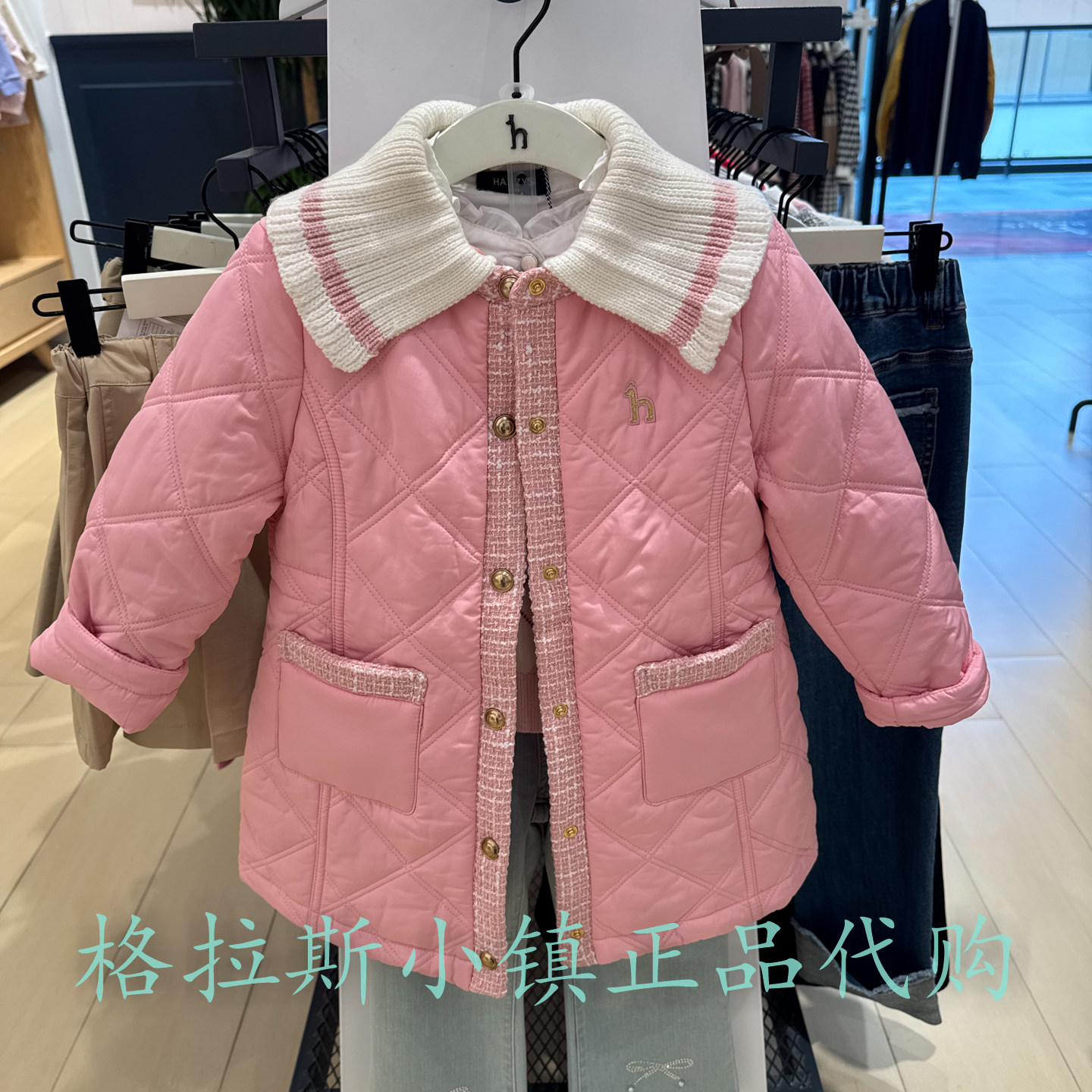特价哈吉斯童装冬女童翻领棉服外