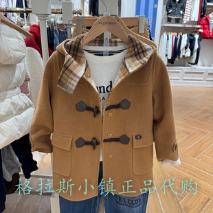 Elandkids衣恋童装专柜正品25冬款男女童毛呢大衣外套EKJWF8T11B