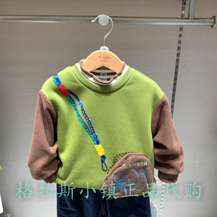 M.Latin马拉丁童装25冬款男女童加绒撞色半高领卫衣615916518D