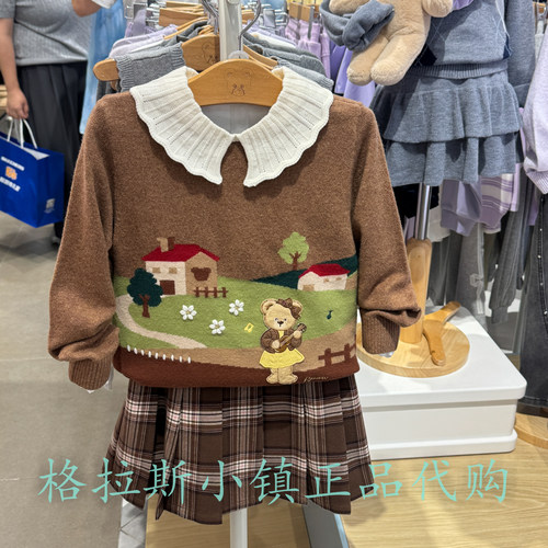 PawinPaw童装秋女童翻领卡通毛衣