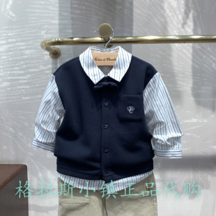 chocolat巧克力童装专柜正品25秋款男童假两件领结衬衫CIYAF3813B