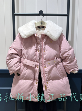 鹅绒特价hazzys哈吉斯童装国内代购冬款女童翻领羽绒服HTW11JN53M