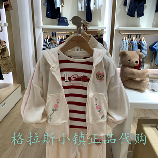 TeenieWeenie童装专柜正品25秋女童刺绣连帽卫衣外套TKMW254951B