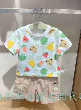 pawinpaw婴童专柜正品25年夏新男宝熊宝棉抗菌短袖T恤PCRAF2395E