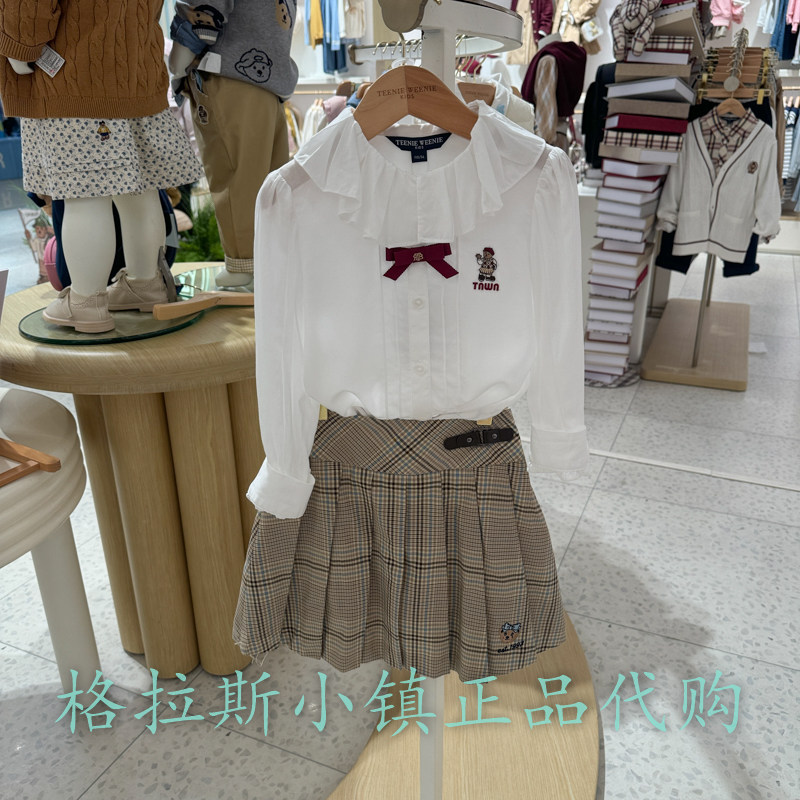 TeenieWeenie童装专柜正品24年秋款女童花边翻领衬衫TKYA243852B