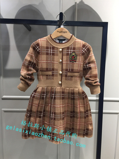 Elandkids衣恋童装 专柜正品 23秋女童英伦针织圆领连衣裙OKD8921K