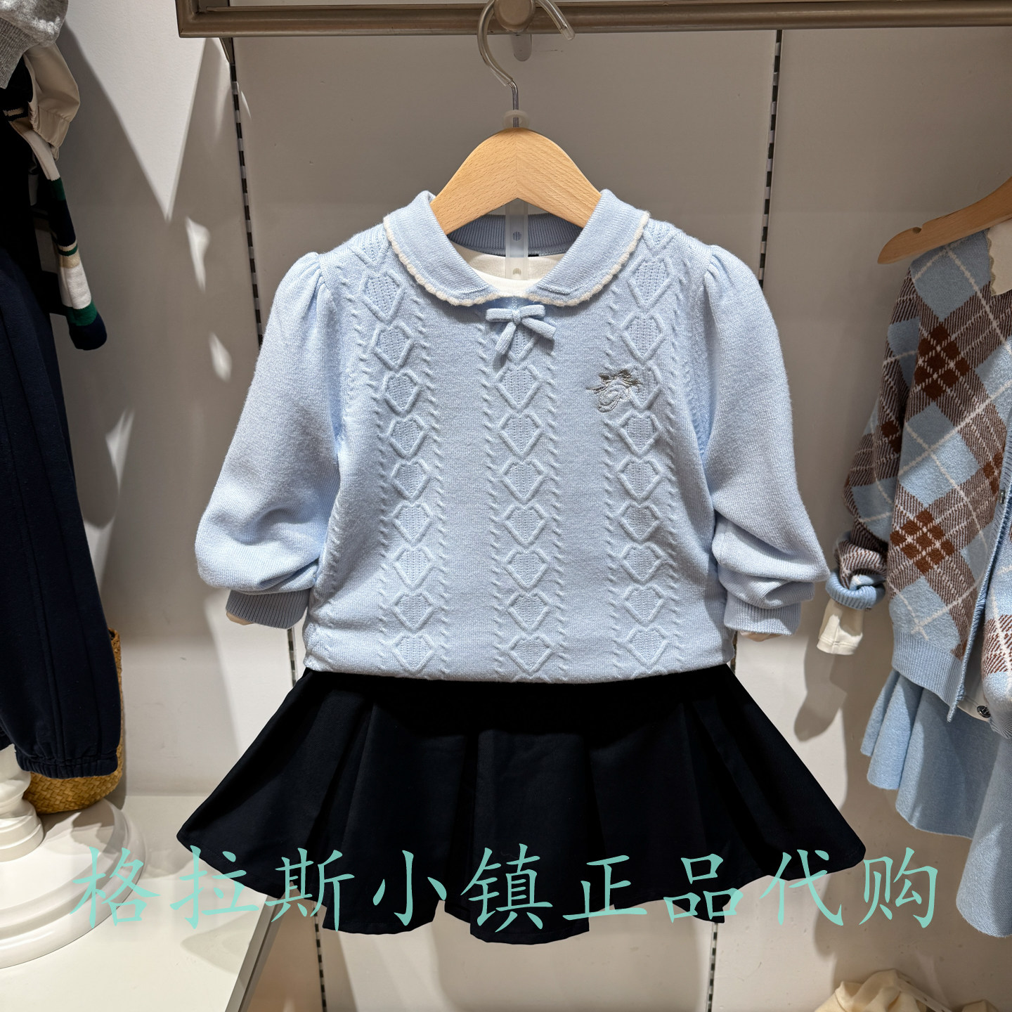 Polowalk童装冬女童娃娃领毛衣