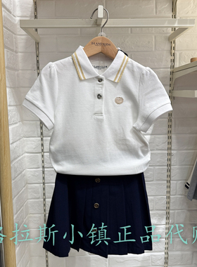 Elandkids衣恋童装专柜正品25年夏新款女童抗菌翻领T恤EKHWF2421E
