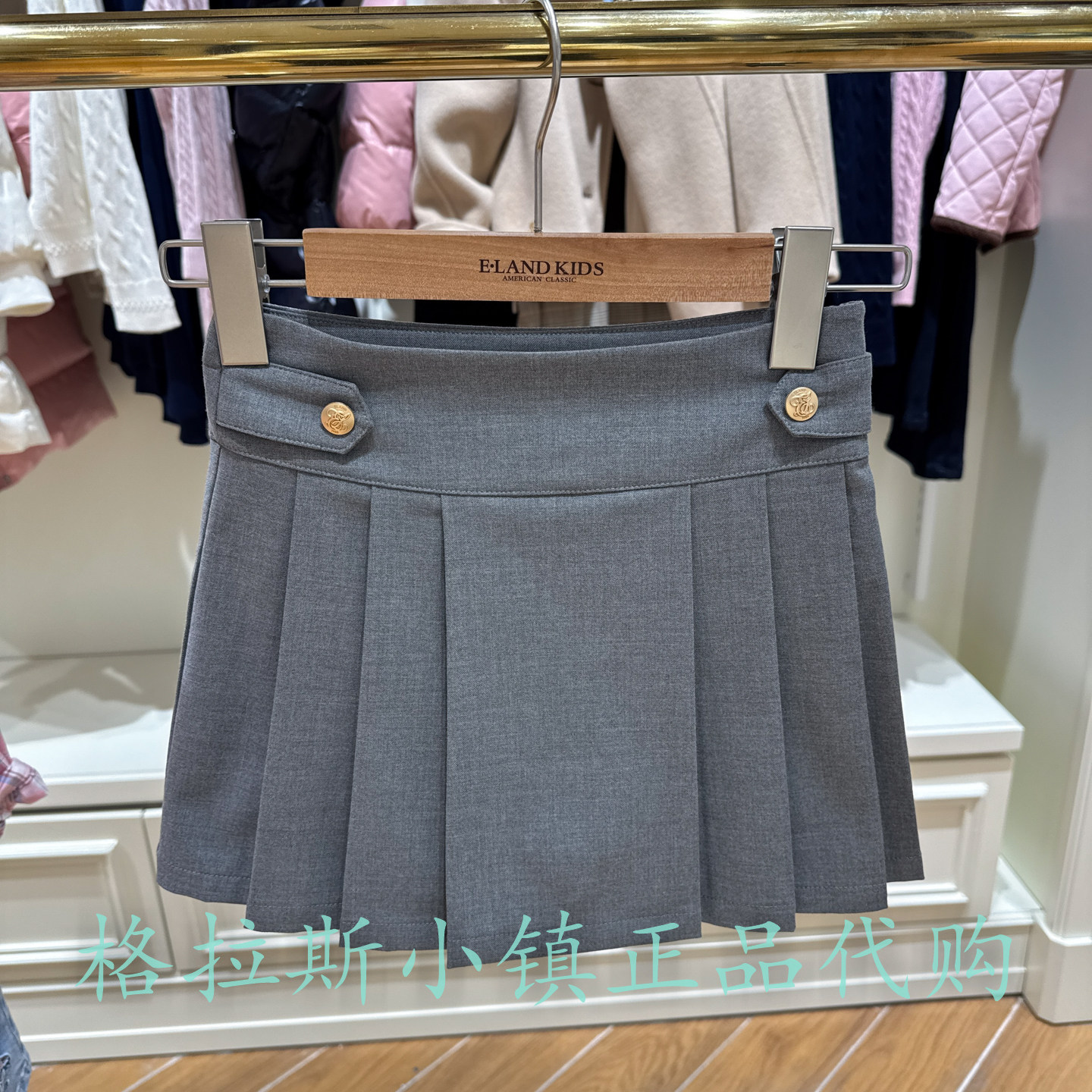 衣恋童装正品春女童学院百褶半裙