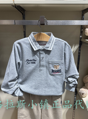 PawinPaw童装专柜正品26年春款男童学院风翻领长袖T恤PCLWG1211K