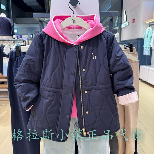 hazzys童装秋冬女童圆领棉服外套