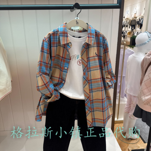哈吉斯童装秋款男童学院风格衬衫