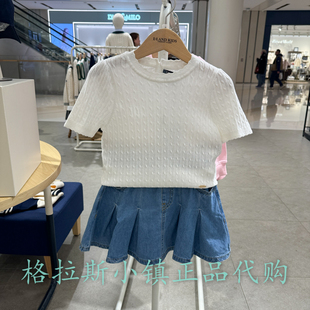 Elandkids衣恋童装专柜正品25夏款女童花边领针织短袖EKKAF2322A