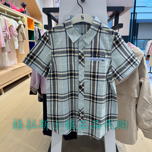 特价hazzys哈吉斯童装国内代购夏男童格纹短袖衬衫HZRXBD02CS085