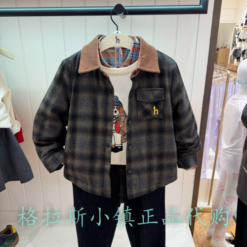 哈吉斯童装冬款男童翻领棉服外套