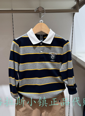 Polo walk KIDS童装专柜正品25秋款男童翻领长袖T恤APIW532D0121