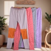 中老年女士纯棉护膝加绒秋裤 保暖裤 全棉高腰印花线裤 加肥大码