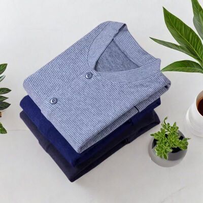 开衫保暖德绒发热秋衣小圆领简约