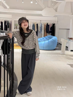 实体店童装2026秋季新款韩版中大童条纹卫衣打底裤子三件套装