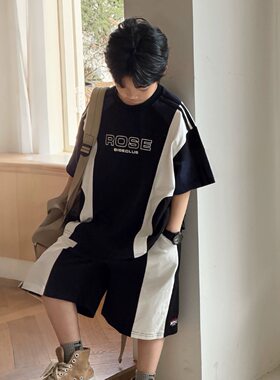 大E小e童装2026新款男童短袖中裤五分裤儿童夏季纯棉运动套装3801