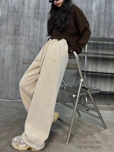 实体店童装2023冬新女童中大童加绒裤子直筒时髦长裤阔腿裤178129