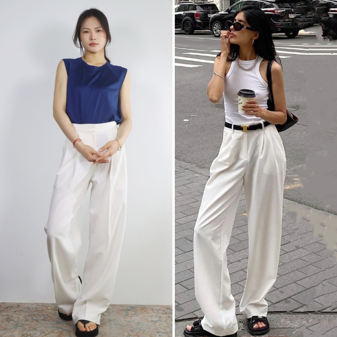 潮搭老钱风百搭阔腿直筒长裤