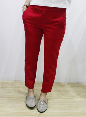 【清仓】尾 百搭小腿裤低腰显瘦西装裤九分裤 白色红色
