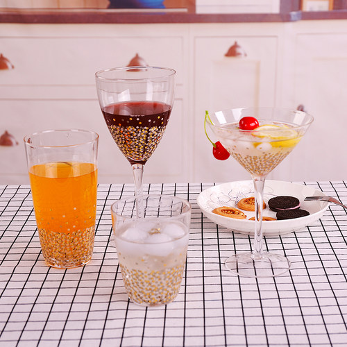 新款出口金银贴片马提尼杯高低