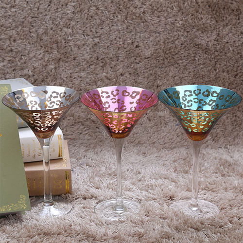 创意彩色马提尼杯电镀刻花欧美