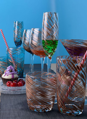 出口 欧式 紫色蓝色金色红酒杯香槟杯水杯鸡尾酒杯 玻璃质 套装