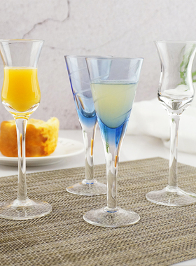 特价 外贸孤品无铅玻璃蓝色小烈酒杯 一口杯 果汁杯 试饮杯 高脚