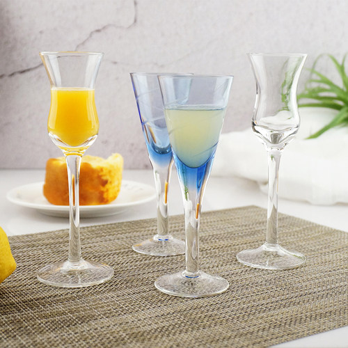 孤品无铅玻璃蓝色一口杯特价