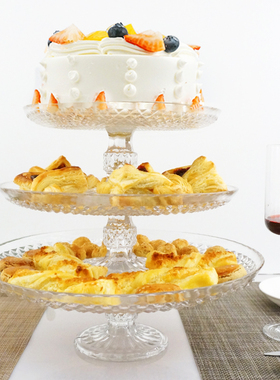 特价 欧式 无铅玻璃三层蛋糕盘 水果盘下午茶 点心盘现代家用客厅