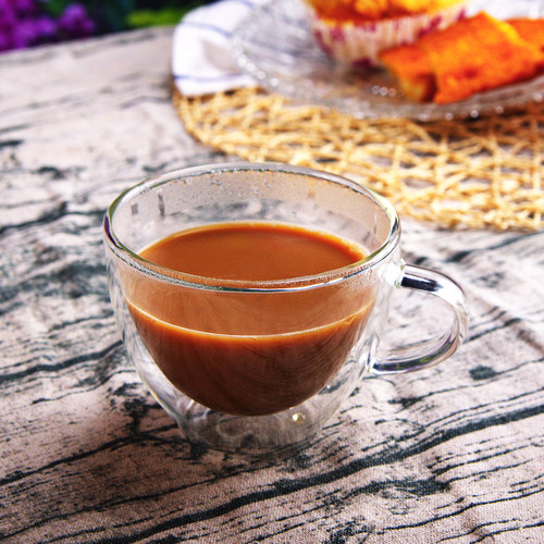 ins风无铅双层隔热透明咖啡杯