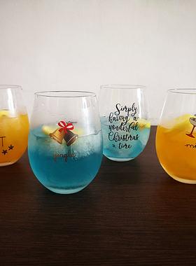 特价 外贸孤品 无铅玻璃杯大肚杯 果汁杯 花纸装饰 蛋杯 O形杯