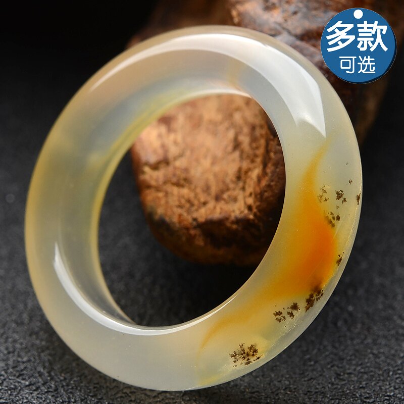 云南龙陵老冰种黄龙玉水草花指环正品玉石团坡戒指缅甸鸡油黄扳指