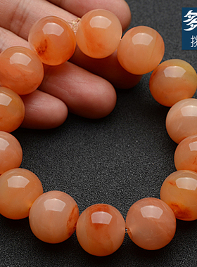 屯贝珠宝 黄龙玉手串云南正品 玉石手链珠链 红色链子长 黄色珠子