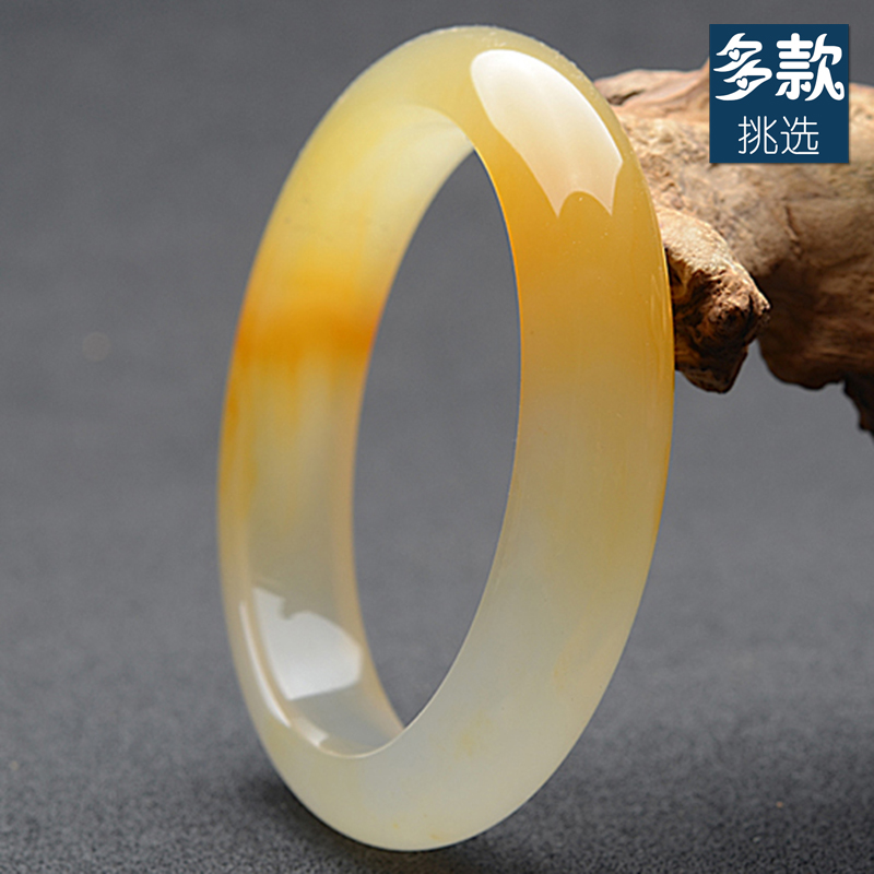 云南龙陵天然A货黄龙玉水草花手镯子圈环饰冰种正品缅甸玉石女款