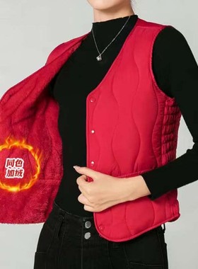 羽绒棉马甲女加厚保暖内穿背心修身贴身内胆加绒坎肩2025新款秋冬