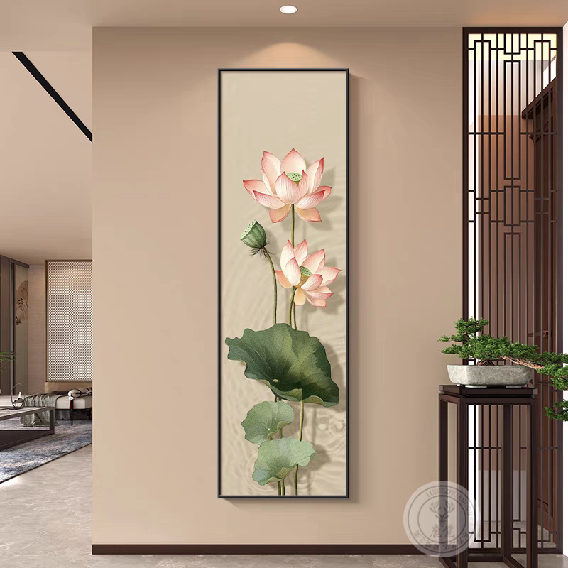 荷花图入户玄关装饰画走廊过道挂
