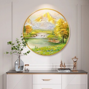 日照金山入户玄关装饰画正对门圆