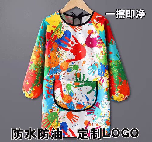 防水画画罩衣定制LOGO反穿衣美术