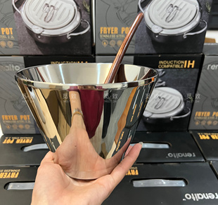 304不锈钢碗双层斗笠碗 饭碗沙拉碗防烫面碗网红绵绵冰刨冰沙冰碗