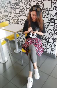 FGirls 2016春新款假两件格子衬衣系腰裙女打底外穿纯棉打底裤