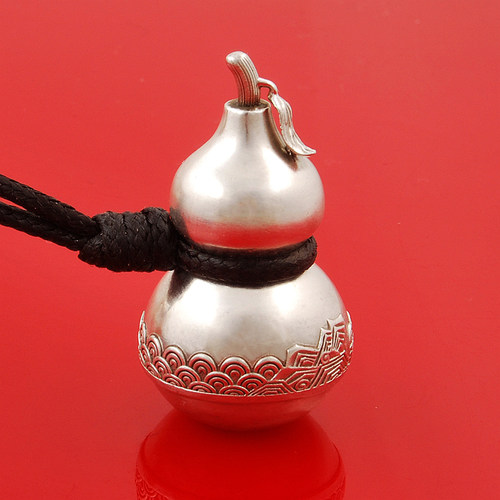 实心葫芦足银男项链吉祥纹本命年