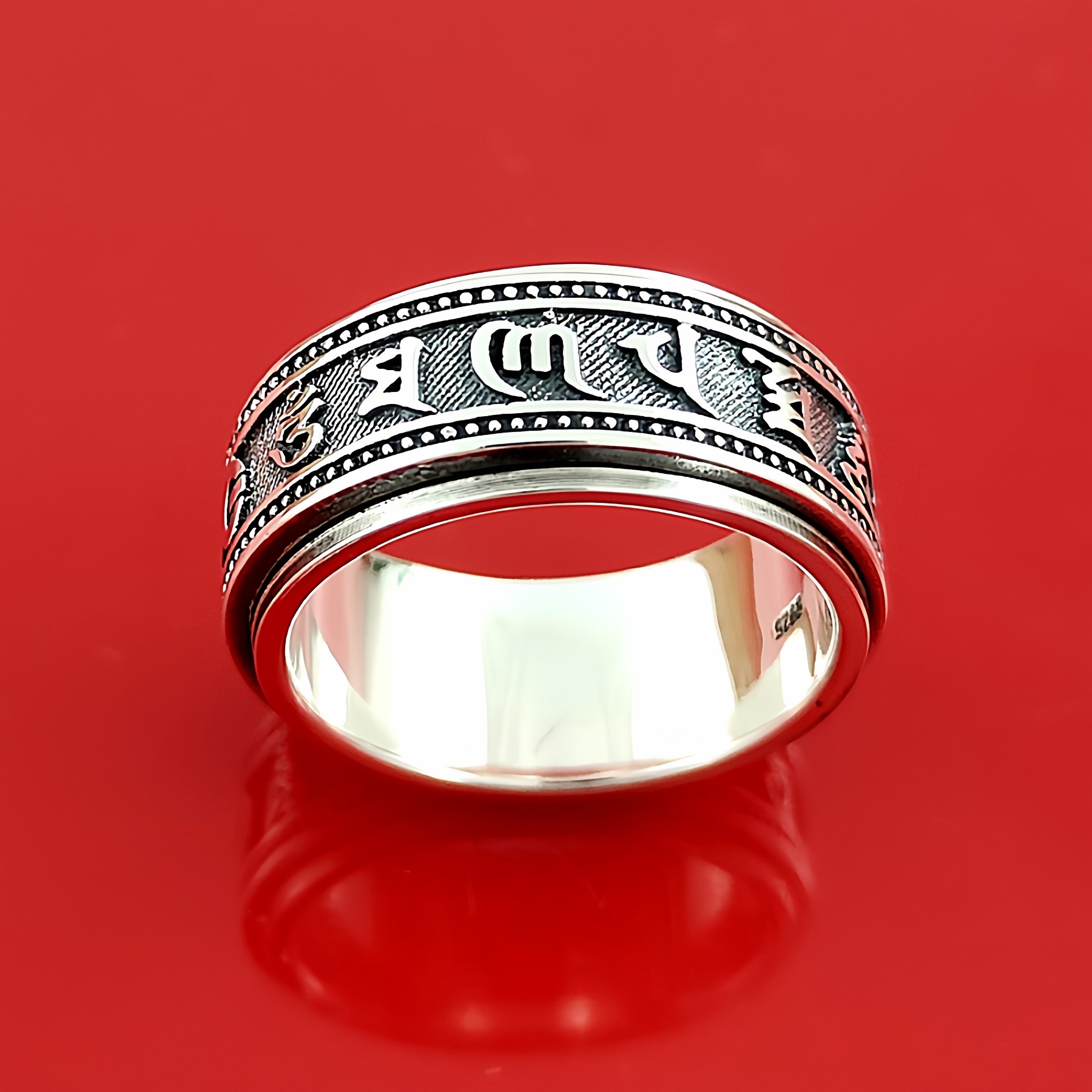 纯银戒指男六字真言指环饰品双层可转动复古戒子刻字,饰品/流行首饰/时尚饰品新,银饰戒指,淘宝优惠券,粉丝福利购,淘宝优惠卷