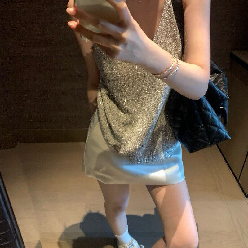 闪闪烫钻小吊带背心女夏季辣妹穿搭设计感小众外穿高级感无袖上衣